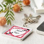 Kontur des roten Herzens mit Pfeil Personalisiert Schlüsselanhänger (Seite)