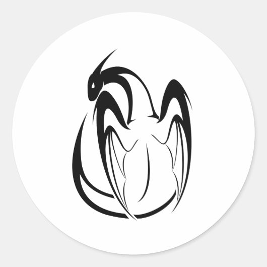 Kontur des Schwarzen und Weißen Drachen Runder Aufkleber (Vorderseite)
