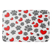 Kontur Dog Paw Prints und Rote Herzen Badematte (Vorderseite)