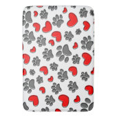 Kontur Dog Paw Prints und Rote Herzen Badematte (Vorderseite Vertikal)
