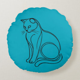 Kontur einer Katze Rundes Kissen