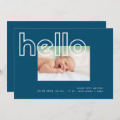 Kontur fett hallo navvin blau weiß, modern ankündigung (Vorne/Hinten)