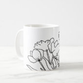 Kontur in Schwarzweiß-Blume Kaffeetasse (Vorderseite Links)