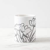 Kontur in Schwarzweiß-Blume Kaffeetasse (Mittel)