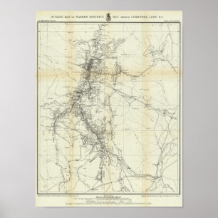 Kontur Karte des Bezirks Washoe Poster