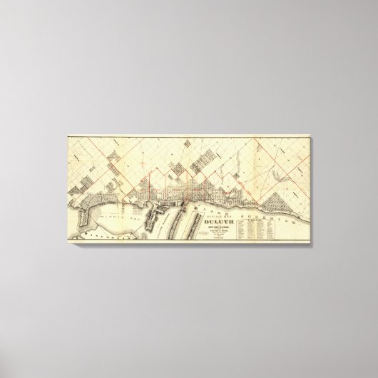 Kontur Karte von Duluth und Vororten Leinwanddruck (Vorderseite)