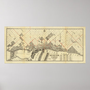 Kontur Karte von Duluth und Vororten Poster