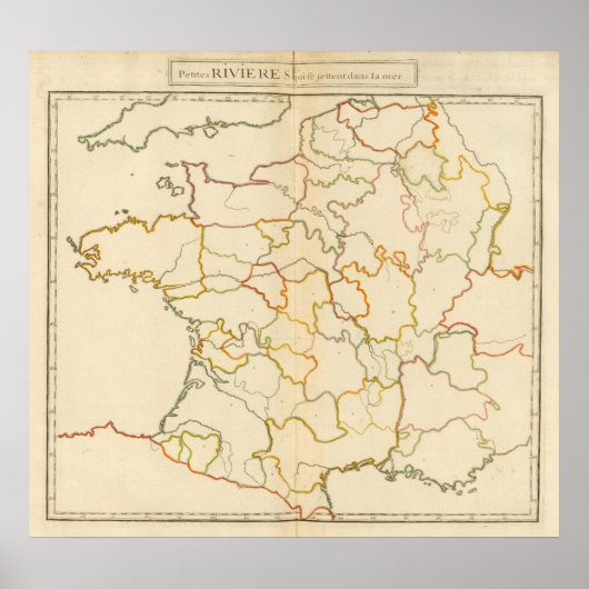 Kontur kleiner französischer Flüsse Poster (Vorne)
