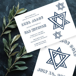 KONTUR LETTERS STAR DAVID Custom BAR Mitzvah Einladung