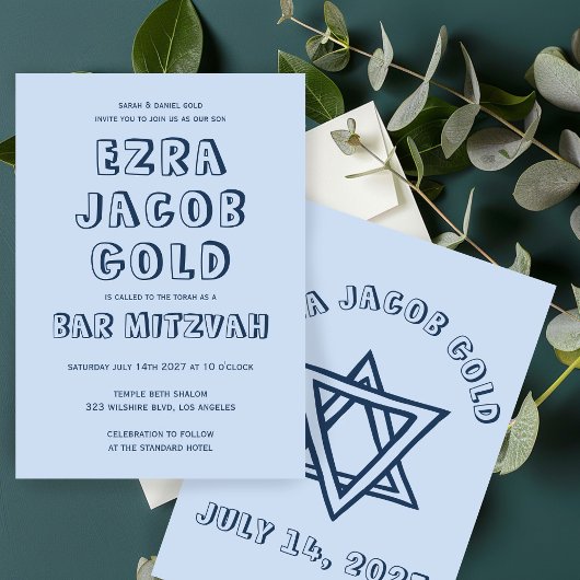 KONTUR LETTERS STAR DAVID Custom Bar Mitzvah Einladung
