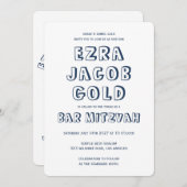 KONTUR LETTERS STAR DAVID Custom Bar Mitzvah Einladung (Vorne/Hinten)