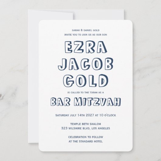 KONTUR LETTERS STAR DAVID Custom Bar Mitzvah Einladung (Vorderseite)