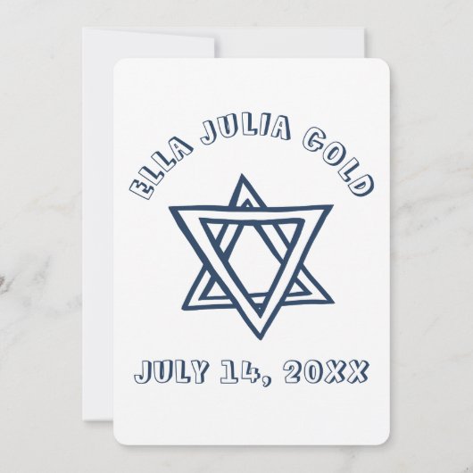 KONTUR LETTERS STAR DAVID Custom Bat Mitzvah Einladung (Rückseite)