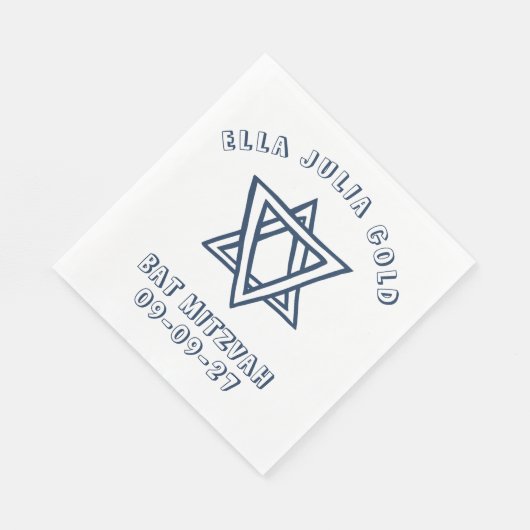 KONTUR LETTERS STAR DAVID Custom Bat Mitzvah Serviette (Ecke)