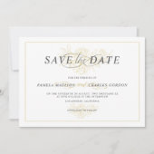 Kontur mit Blumenstrauß aus Gold Einladung (Vorderseite)