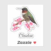 Kontur Rosa Blume & Hummingbird Vinyl Stickers Aufkleber (Blatt)
