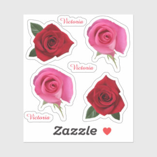 Kontur Rosa und Rote Rosen Vinyl Stickers Aufkleber