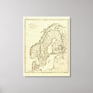 Kontur Schweden, Dänemark, Norwegen Leinwanddruck