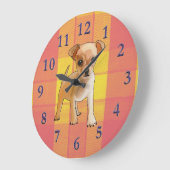Kontur und digitale Malerei eines Chihuahua-Junges Große Wanduhr (Winkel)