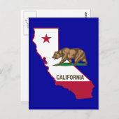 Kontur und Flagge Kaliforniens Postkarte (Vorne/Hinten)