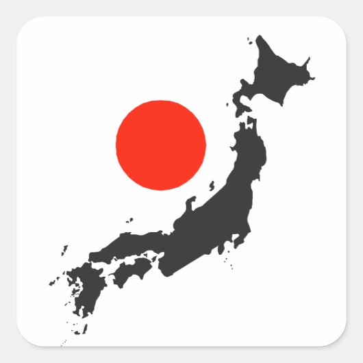 Kontur und Kreis Japans Quadratischer Aufkleber (Vorderseite)