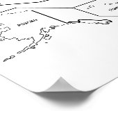 Kontur "United Staaten" mit Staat-Namen Poster (Ecke)