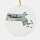 Kontur von Massachusetts Staat Keramik Ornament (Vorne)