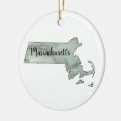 Kontur von Massachusetts Staat Keramik Ornament (Links)