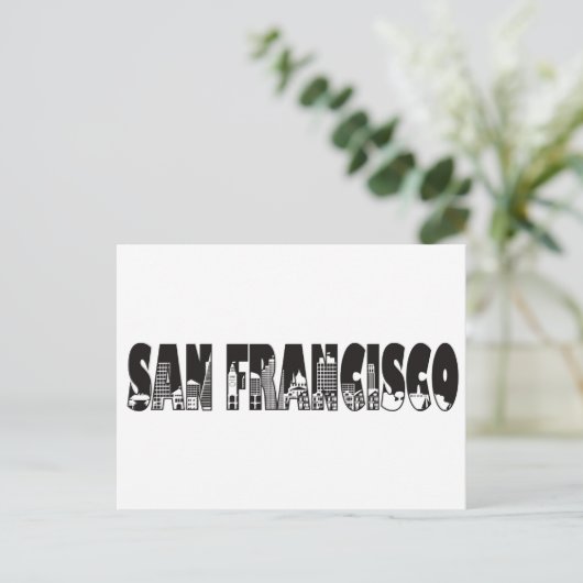Kontur von San Francisco Postkarte (Stehend Vorderseite)
