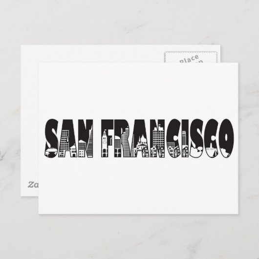 Kontur von San Francisco Postkarte (Vorne/Hinten)