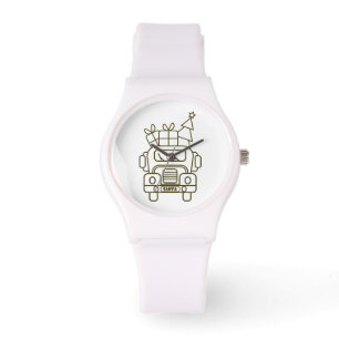 Kontur Weihnachtswagen Santa Auto Vorderansicht Armbanduhr