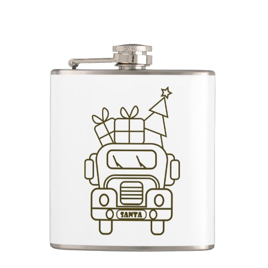 Kontur Weihnachtswagen Santa Auto Vorderansicht Flachmann (Vorderseite)