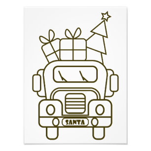 Kontur Weihnachtswagen Santa Auto Vorderansicht Fotodruck