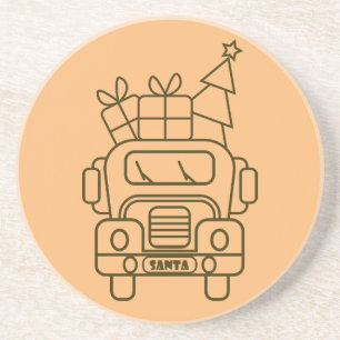 Kontur Weihnachtswagen Santa Auto Vorderansicht Getränkeuntersetzer