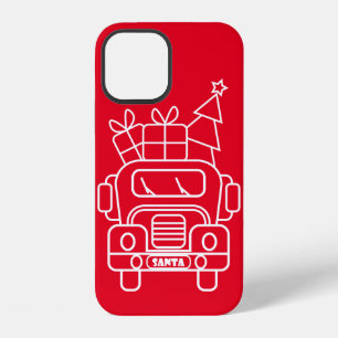 Kontur Weihnachtswagen Santa Auto Vorderansicht iPhone 12 Hülle