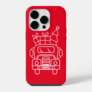 Kontur Weihnachtswagen Santa Auto Vorderansicht iPhone 14 Pro Hülle