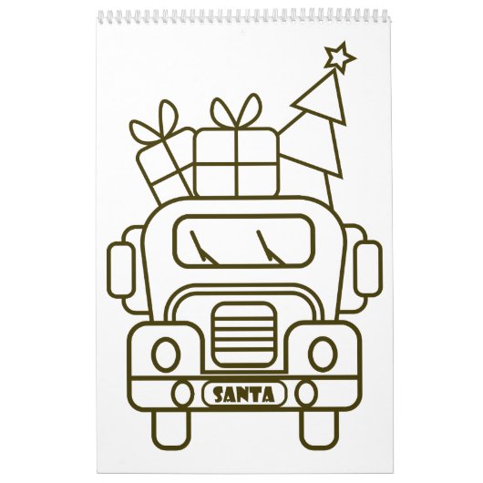 Kontur Weihnachtswagen Santa Auto Vorderansicht Kalender (Titelbild)