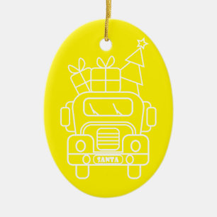Kontur Weihnachtswagen Santa Auto Vorderansicht Keramik Ornament