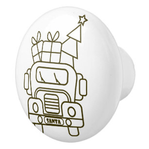 Kontur Weihnachtswagen Santa Auto Vorderansicht Keramikknauf