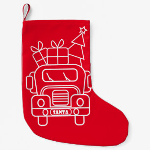 Kontur Weihnachtswagen Santa Auto Vorderansicht Kleiner Weihnachtsstrumpf