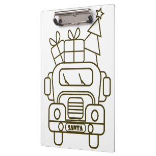 Kontur Weihnachtswagen Santa Auto Vorderansicht Klemmbrett