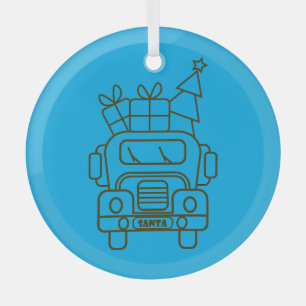 Kontur Weihnachtswagen Santa Auto Vorderansicht Ornament Aus Glas