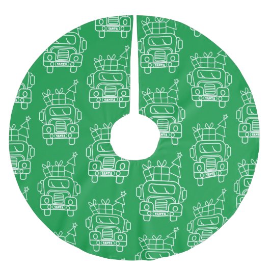 Kontur Weihnachtswagen Santa Auto Vorderansicht Polyester Weihnachtsbaumdecke (Vorderseite)