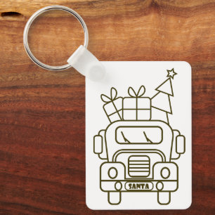 Kontur Weihnachtswagen Santa Auto Vorderansicht Schlüsselanhänger
