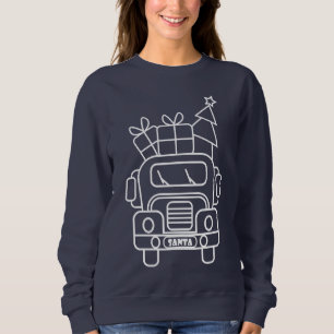 Kontur Weihnachtswagen Santa Auto Vorderansicht Sweatshirt