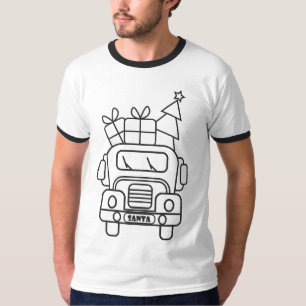 Kontur Weihnachtswagen Santa Auto Vorderansicht T-Shirt