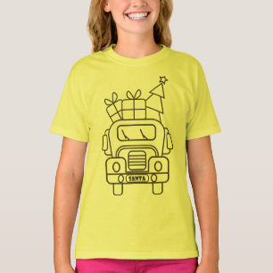 Kontur Weihnachtswagen Santa Auto Vorderansicht T-Shirt