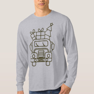 Kontur Weihnachtswagen Santa Auto Vorderansicht T-Shirt