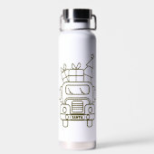 Kontur Weihnachtswagen Santa Auto Vorderansicht Trinkflasche (Rückseite)