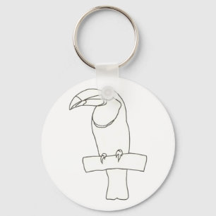Kontur zeichn des Toucan-Vogels auf Zweig Key Chai Schlüsselanhänger